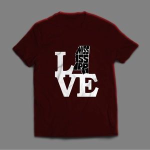 Plus Burgundy Mississippi Love Unisex Tee